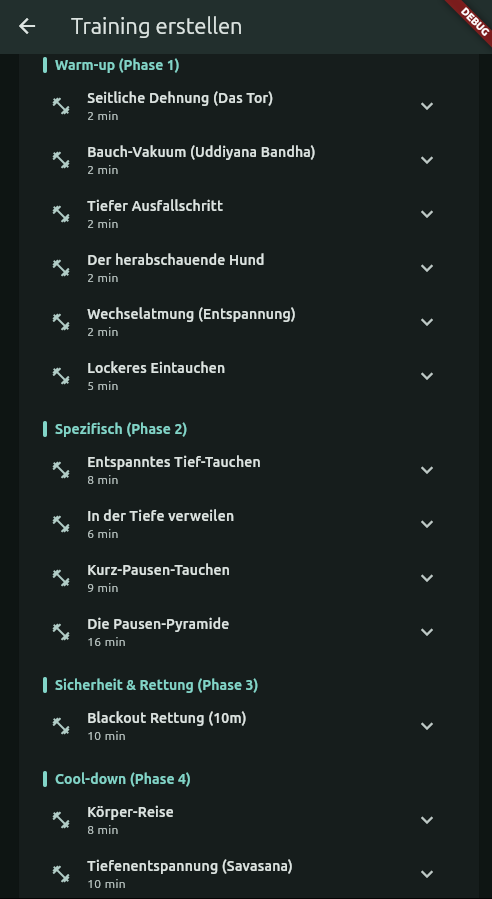screenshot session details and training suggestions